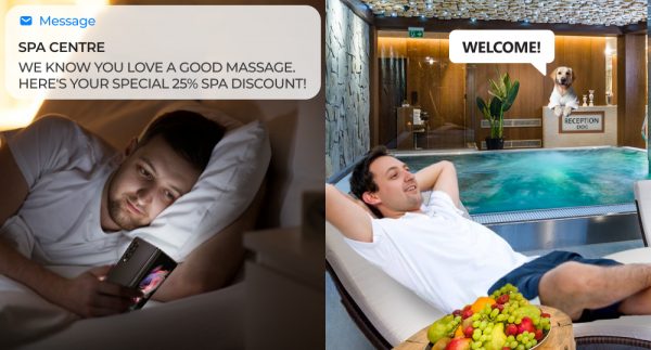 Man relaxing at spa after getting discount from hotel and its smart suggestions